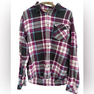 Men's Wesc Purple Plaid Button Down‎ Flannel Size XL